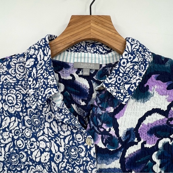 Habitat Stir It Up Shaped Shirt Multi Textured Crinkle Prints Florals Plaids S - Picture 6 of 10